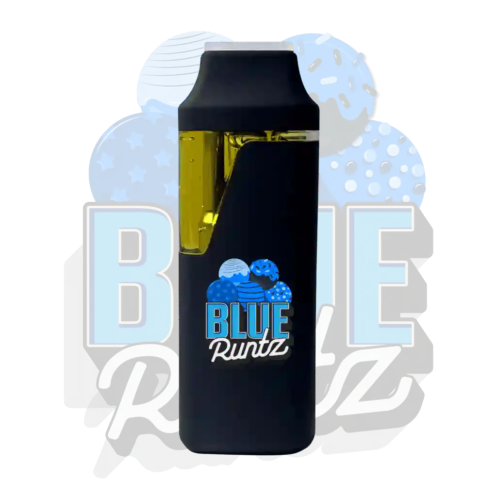 Blue Runtz 2g THC vape cartridge candy-inspired blueberry flavor with relaxing effects