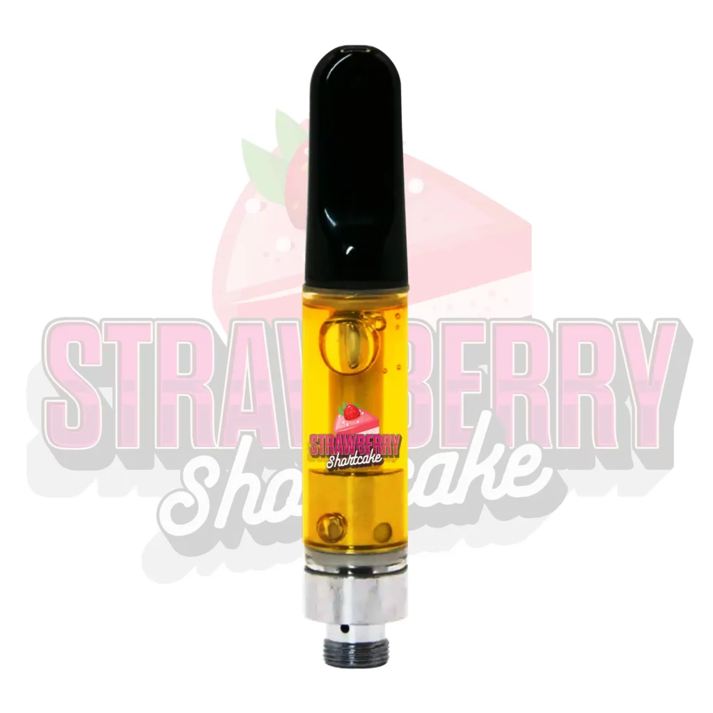Strawberry Shortcake 1g THC vape cartridge sweet strawberry dessert flavor with uplifting cannabis high