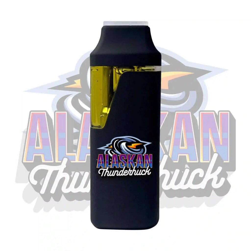 Alaskan Thunderfuck 2g THC vape cartridge bold earthy citrus flavor with energizing effects