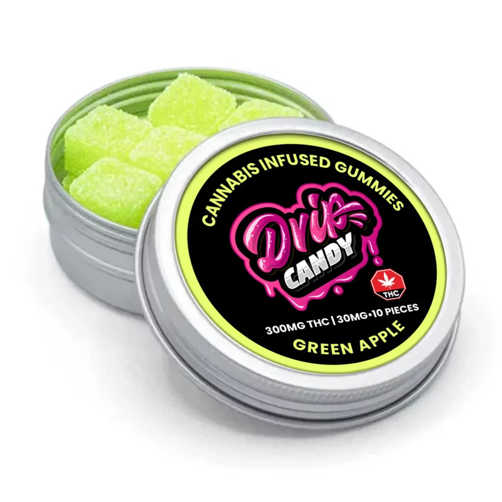 Green Apple THC gummies 300mg – Tart cannabis edibles for stress relief – Premium THC Edibles Canada