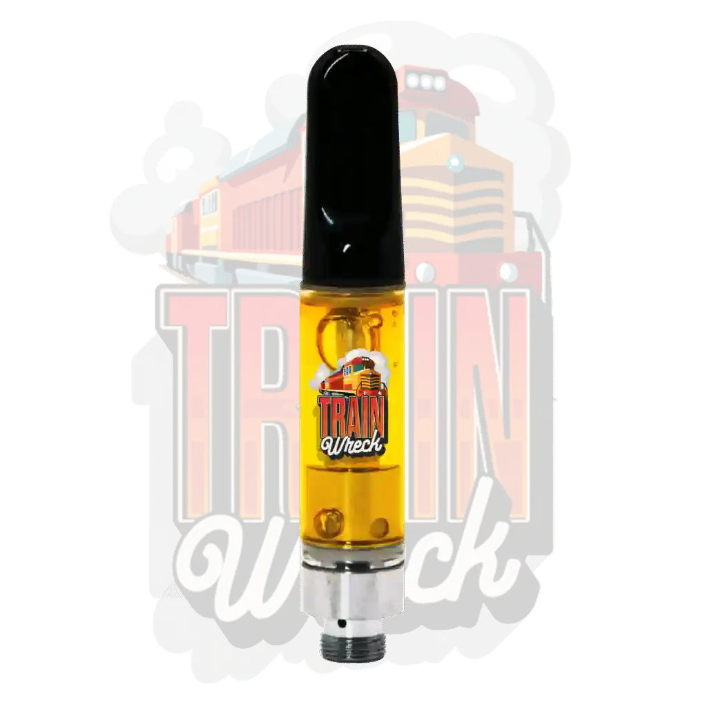 Train Wreck 1g THC vape cartridge – Sativa strain with fast cerebral rush for creativity | TenDollarCarts Canada