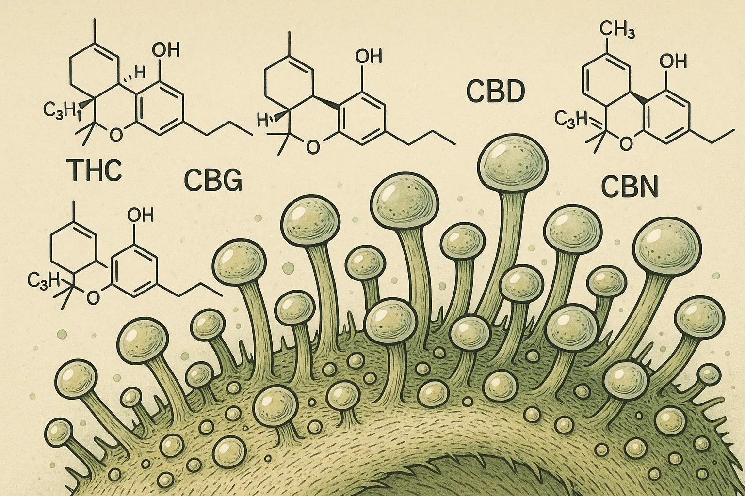 Cannabis trichomes and cannabinoid structure