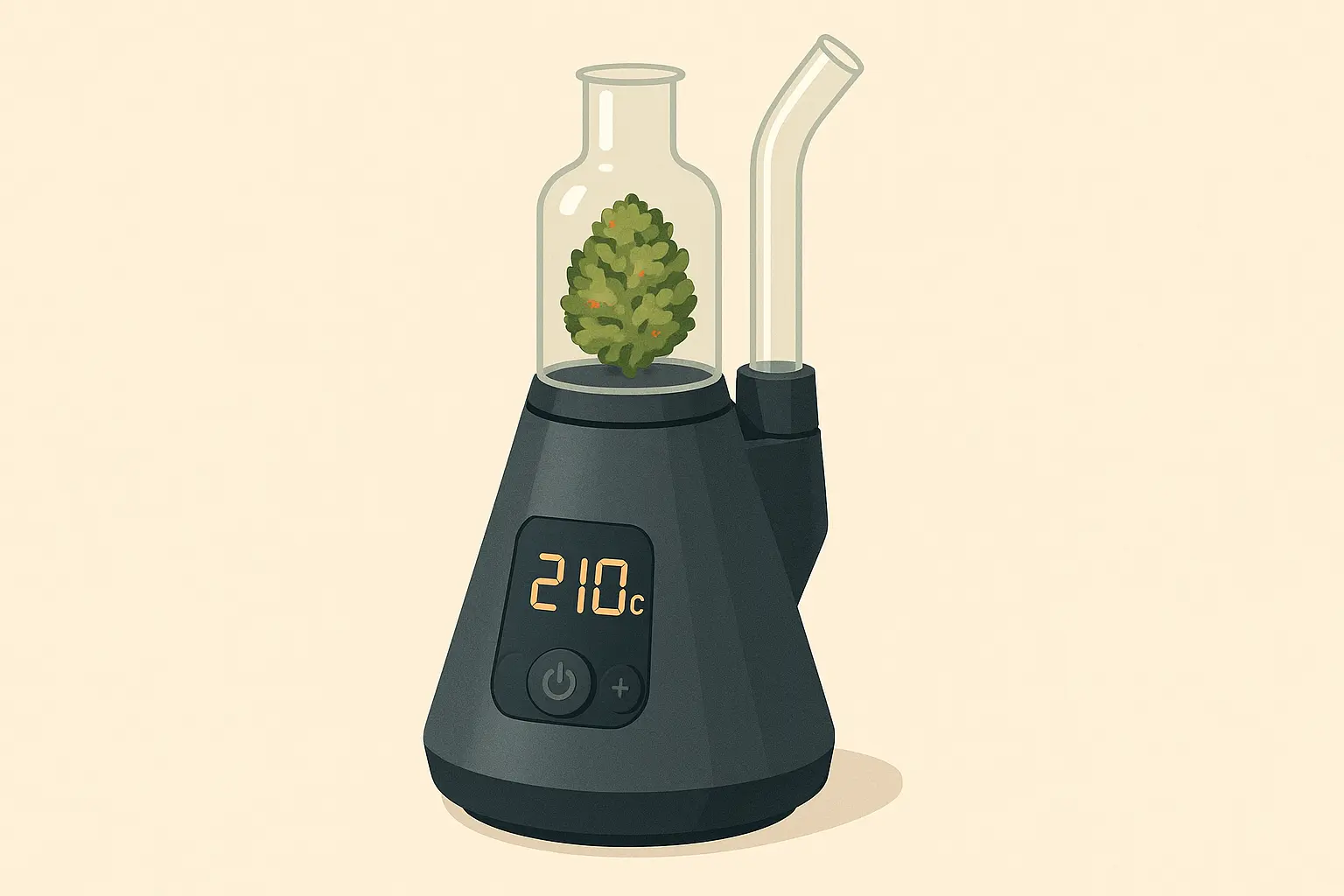 Cannabis vaporizer showing temperature control settings