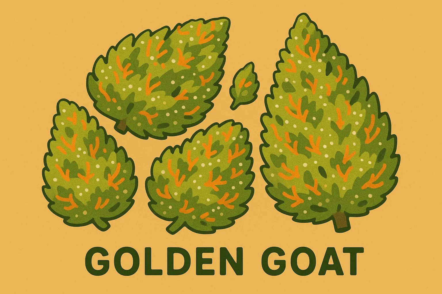 Golden Goat strain buds with tropical characteristics