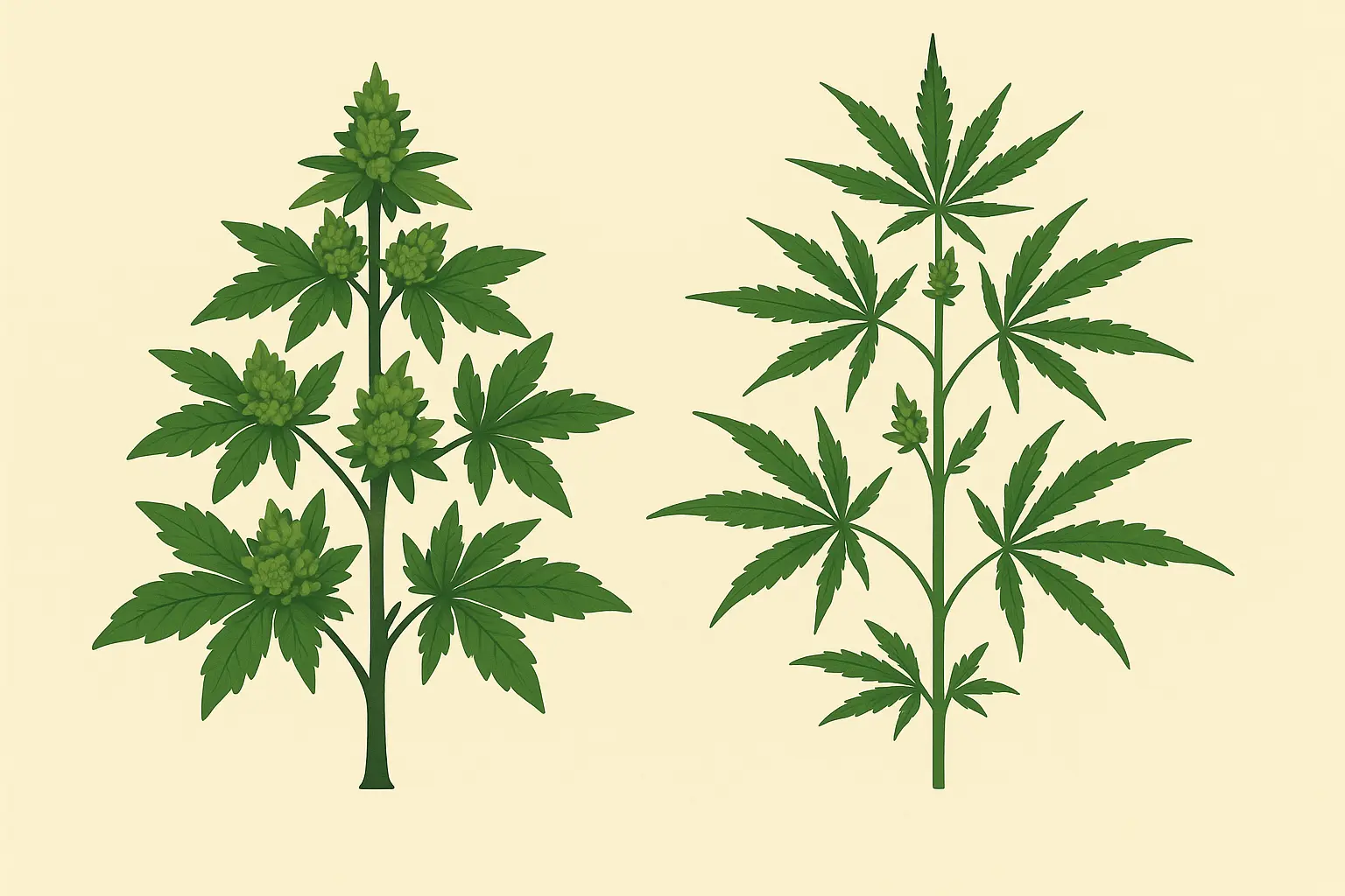 Cannabis plant showing hybrid genetics and trichome development